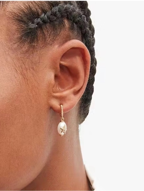 NWT Kate Spade NY Sea Star Pave &  Freshwater Pearl Starfish Charm Earrings - Picture 4 of 10